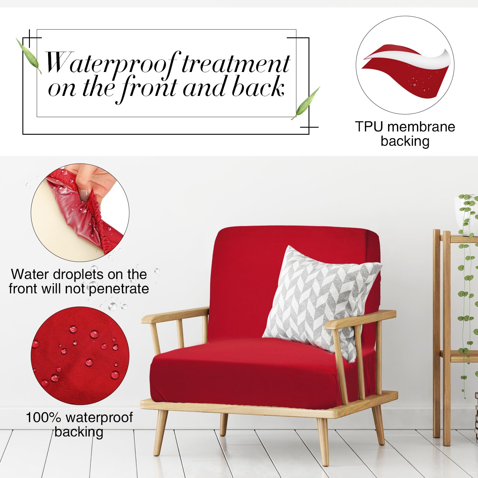 Newwiee stretched cushion cover showing fit for 20 to 27 inch cushions