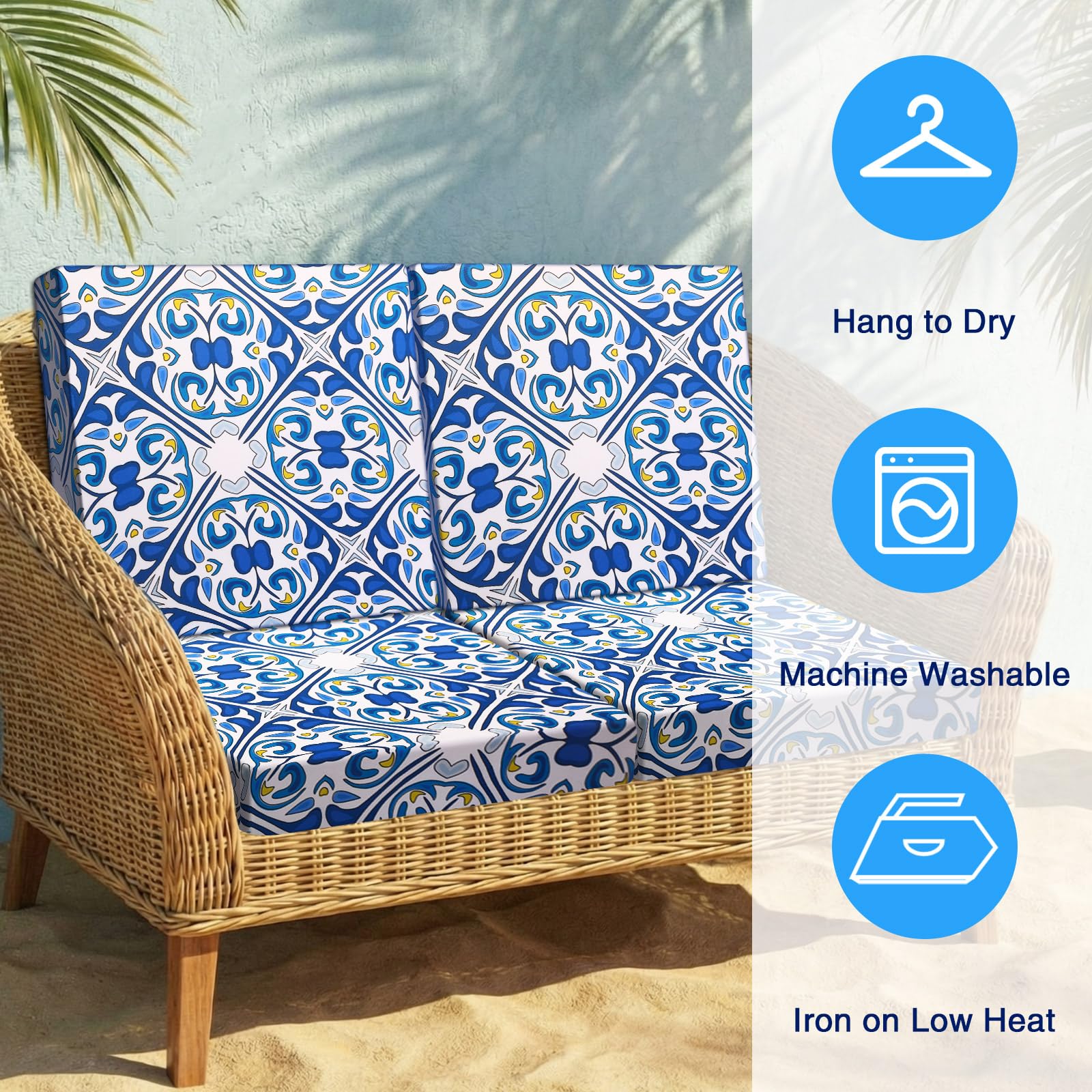 Newwiee cushion fit comparison illustrating how covers adapt to 20–27 inch cushions