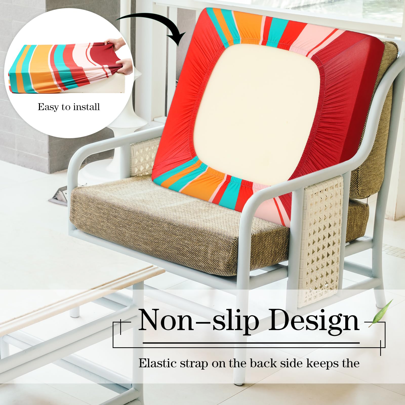 Newwiee hand and ruler showing cover stretch and fit for 20–27 inch cushions
