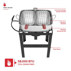 Nexgrill double basket closeup showing dual-strainer efficiency and easy draining
