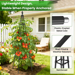 Nexum trellis placed in pot with tomato plant demonstrating vertical support