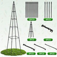 Nexum trellis beside ruler illustrating adjustable height up to six feet
