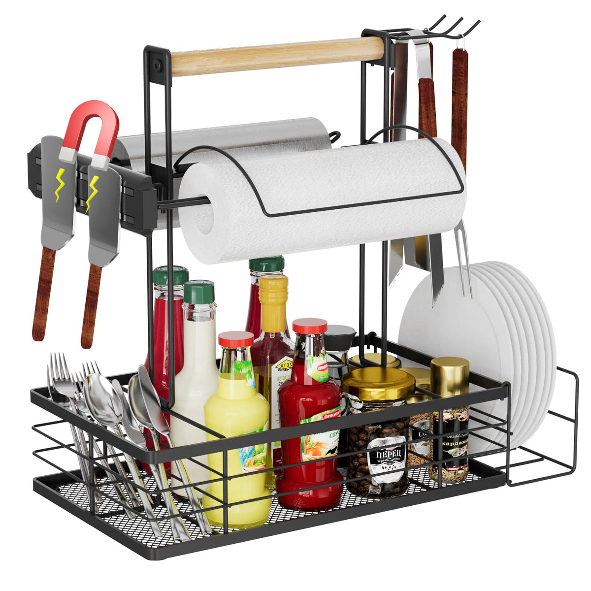 NEYCIL grill caddy front view showing organized storage and quick access