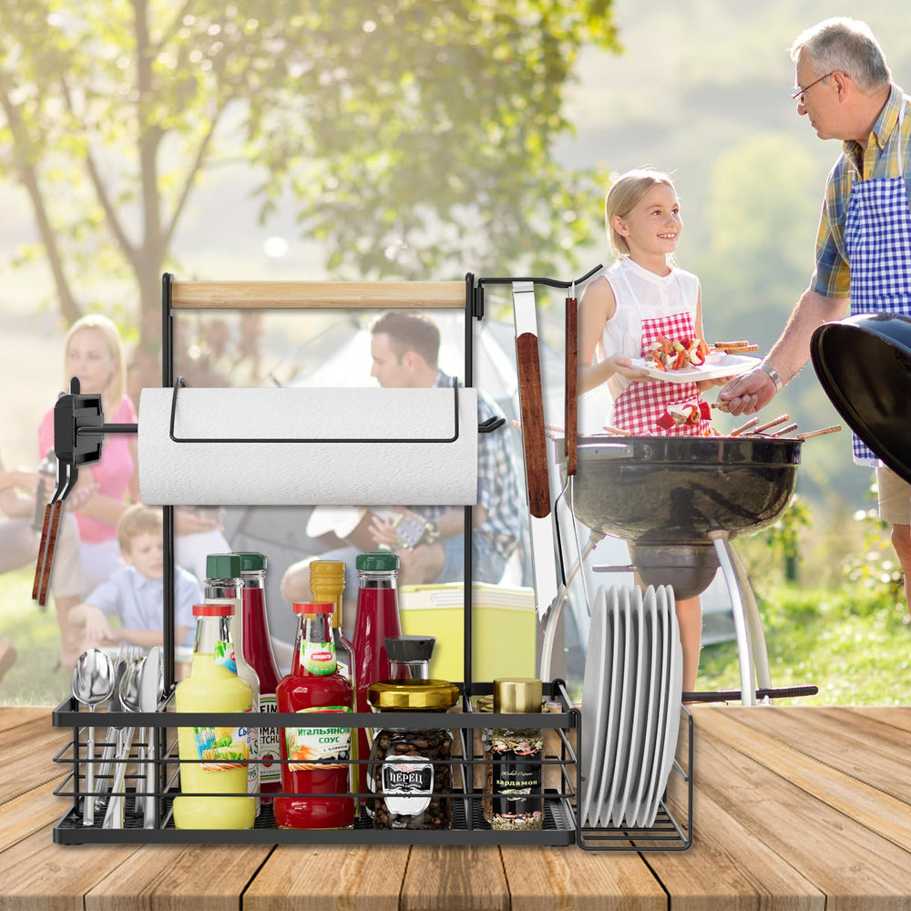 NEYCIL caddy on backyard table during barbecue improving workflow