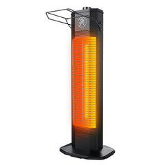 Nfccra front view tower heater showing controls and grille for quick warmth