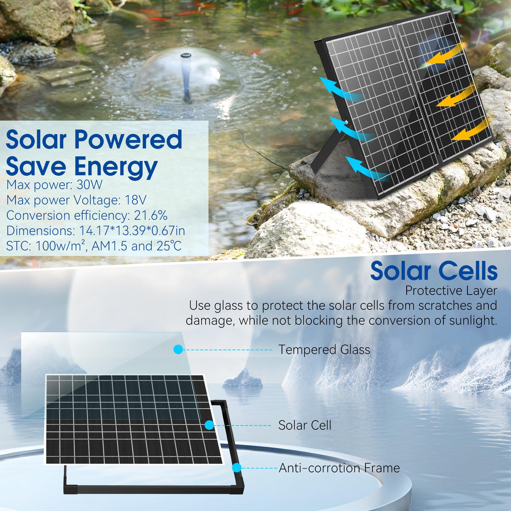 NFESOLAR filter box open displaying sponges bio-balls and ceramic stones for chemical-free filtration