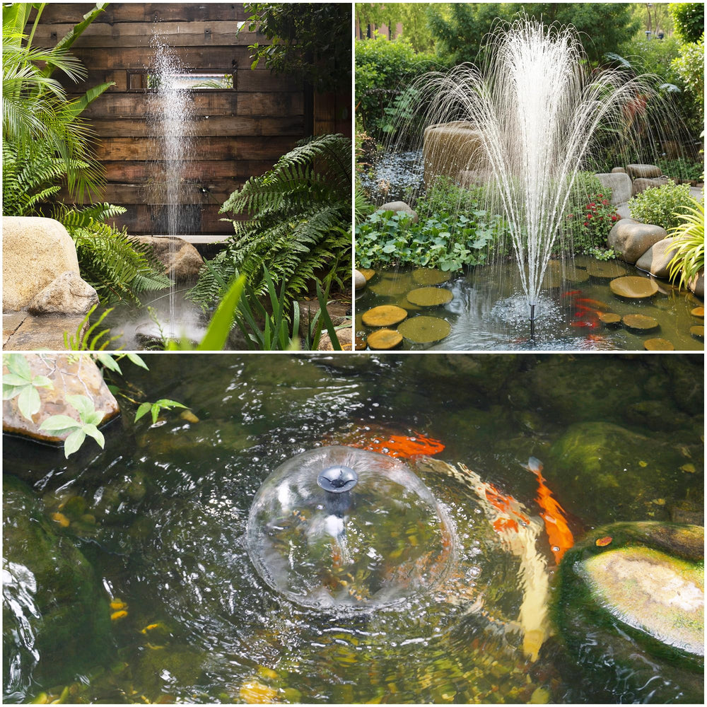 NFESOLAR fountain nozzle variety producing different spray patterns for visual appeal