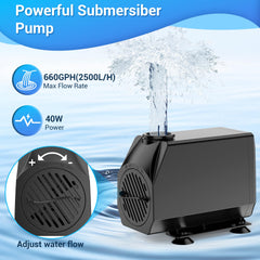 NFESOLAR installed in a pond producing a smooth waterfall and natural ambiance