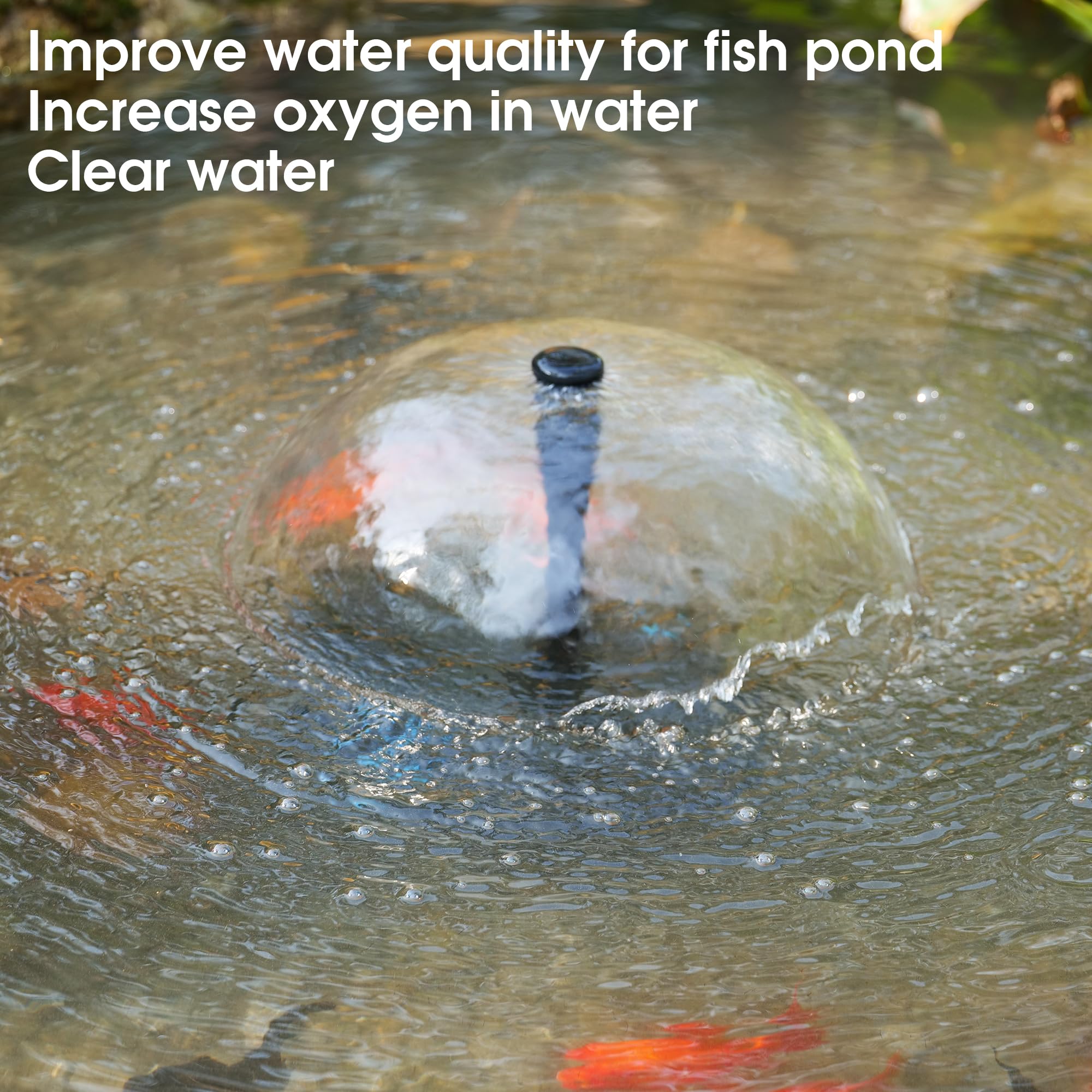 NFESOLAR fountain in backyard pond lifestyle shot improving water movement and garden ambiance