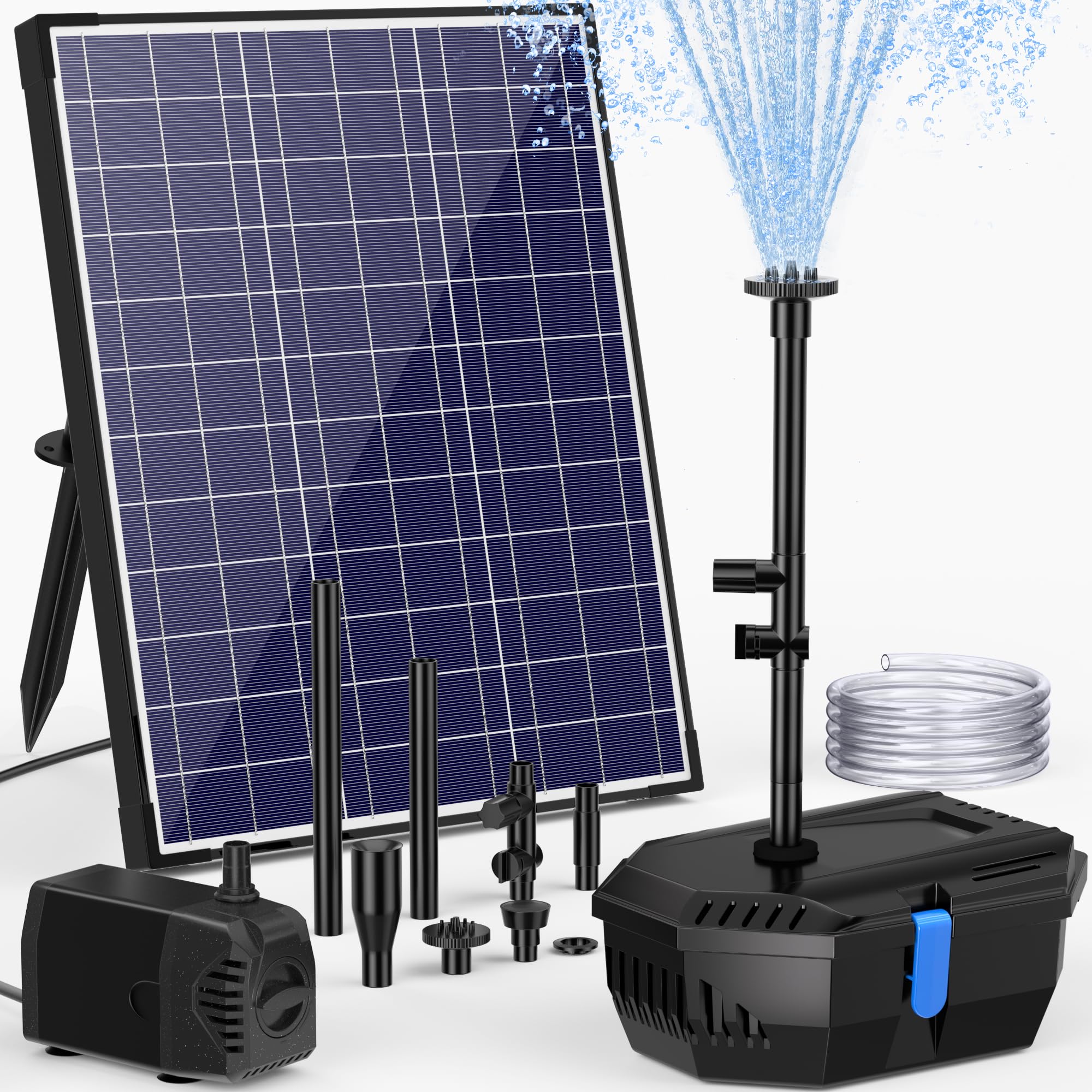 NFESOLAR solar panel and pump front view showing durable construction and easy setup
