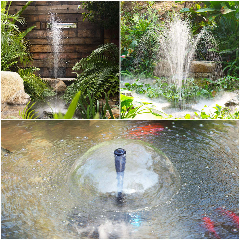NFESOLAR scale comparison with gallon markers illustrating suitability for 120–400 gal ponds