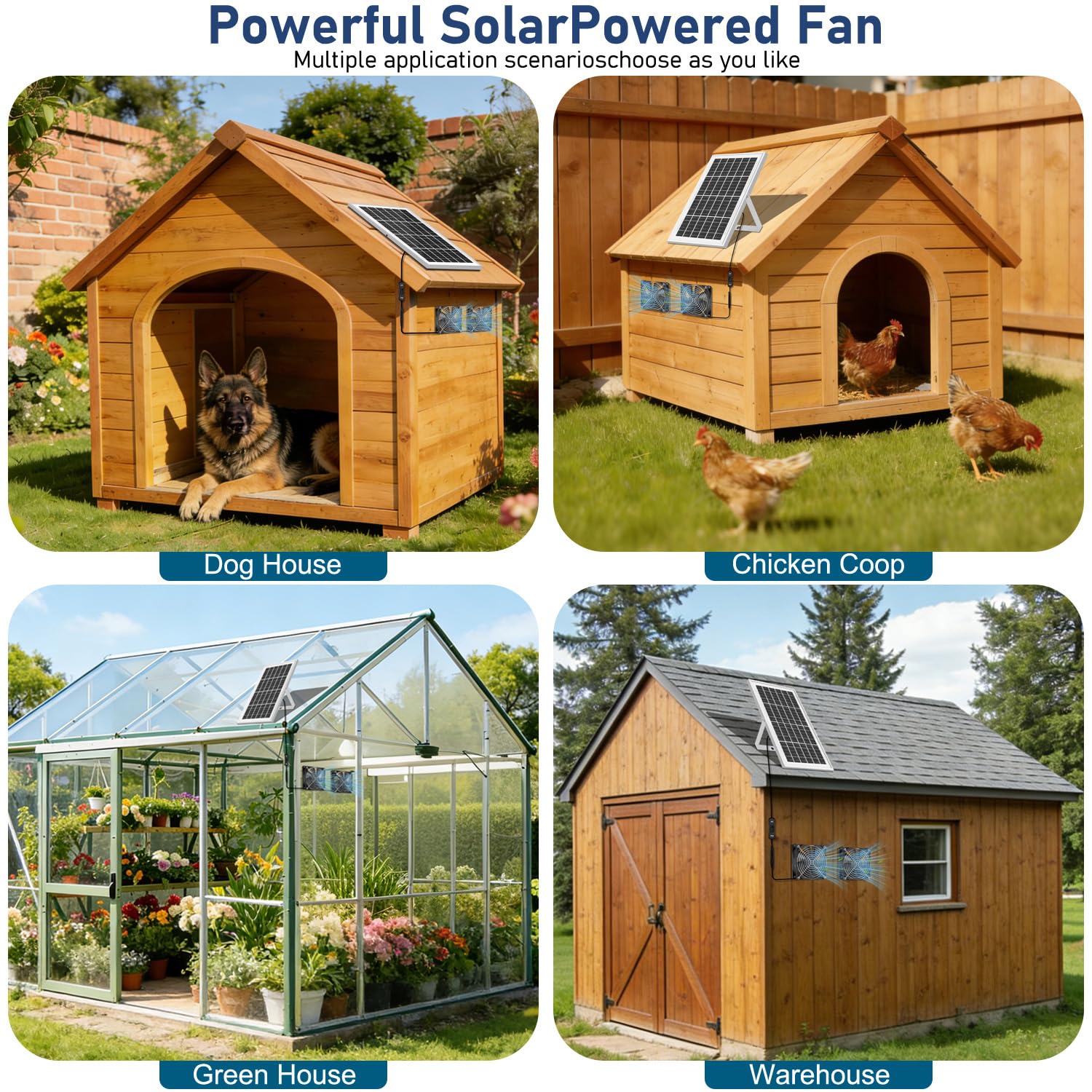 NHZOTUD solar panel mounted in sun to maximize fan runtime and speed