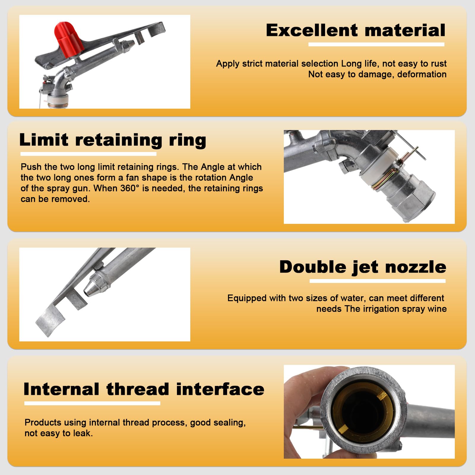 NICCOO rotating head detail demonstrating adjustable 360° spray control benefit