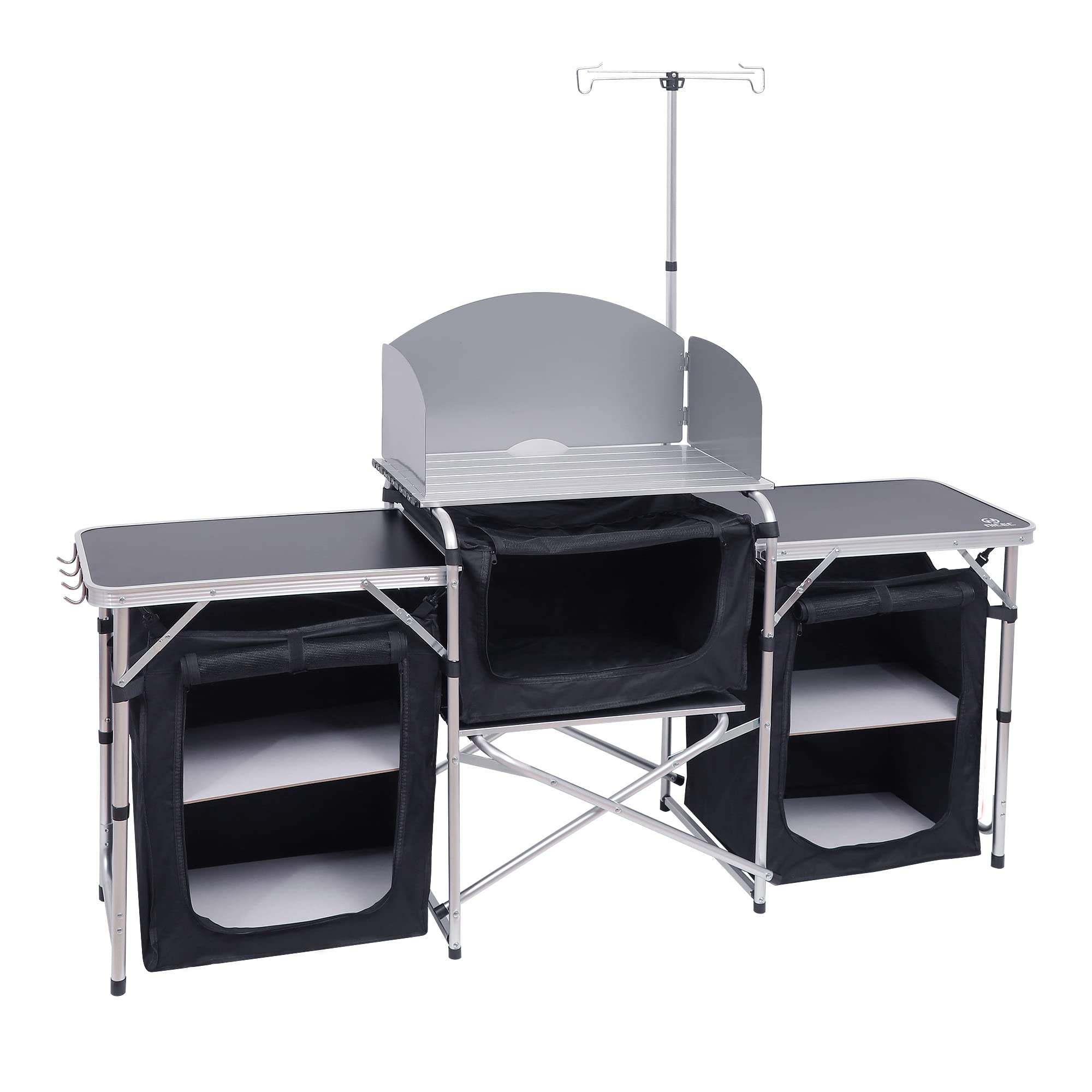 Nice C front view of cook station showing stable workspace and light stand for easy cooking