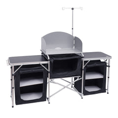Nice C front view of cook station showing stable workspace and light stand for easy cooking
