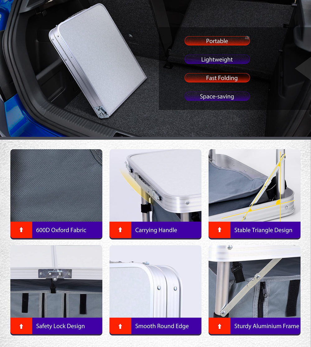 Nice C folded flat with carry handle for lightweight transport