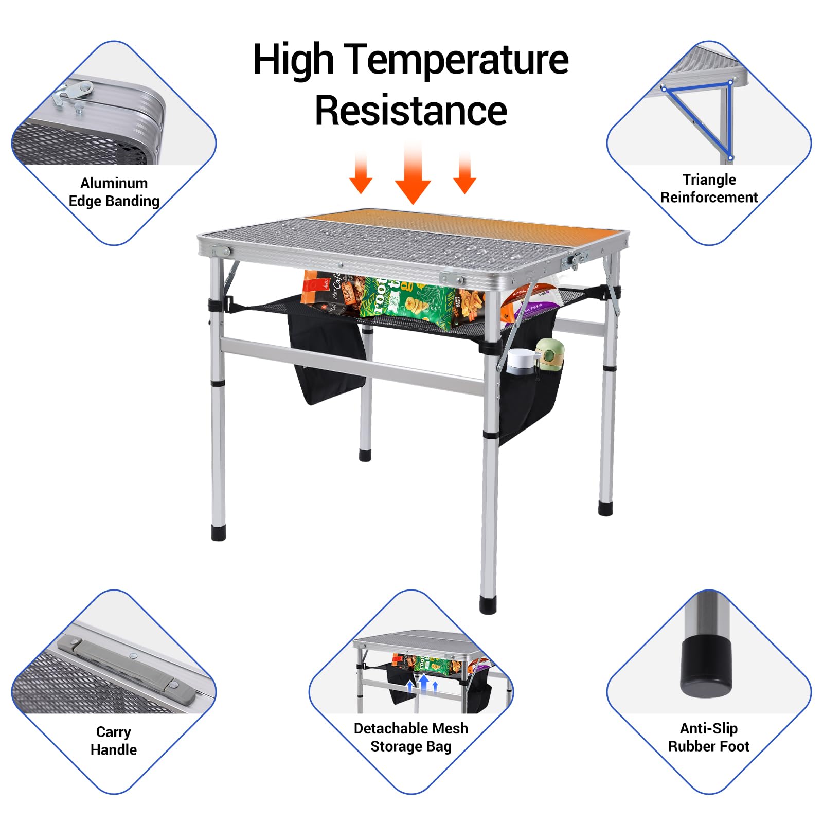 Nice C folded table flat with carry handle for effortless transport