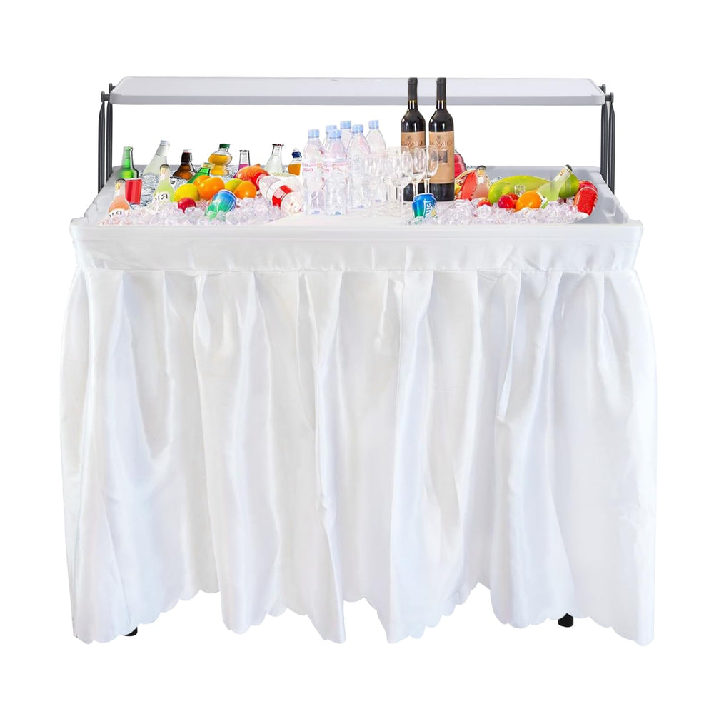 Nice C front view of 4ft cooler table showing full serving surface and ice basin for neat presentation