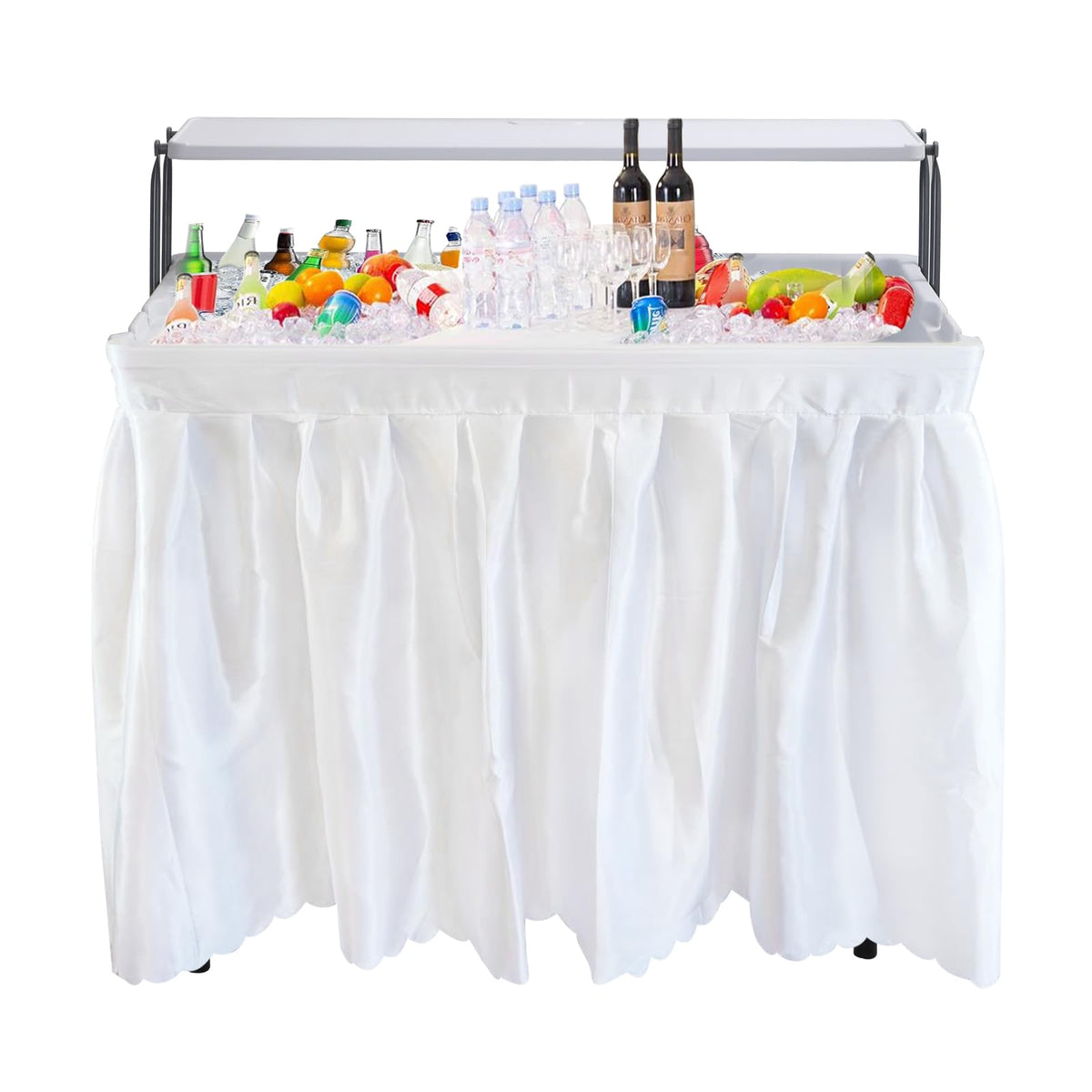 Nice C front view of 4ft cooler table showing full serving surface and ice basin for neat presentation