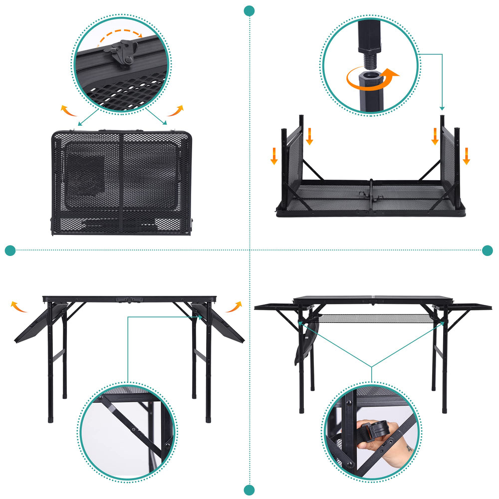 Nice C set up at tailgate with grill, portable solution for outdoor events