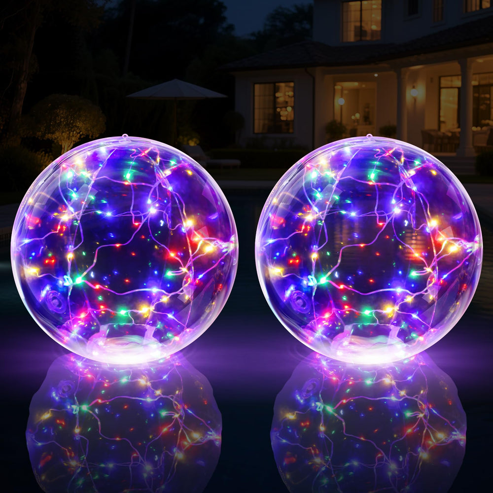 Niceput front view of two 14-inch floating pool lights, eye-catching centerpiece