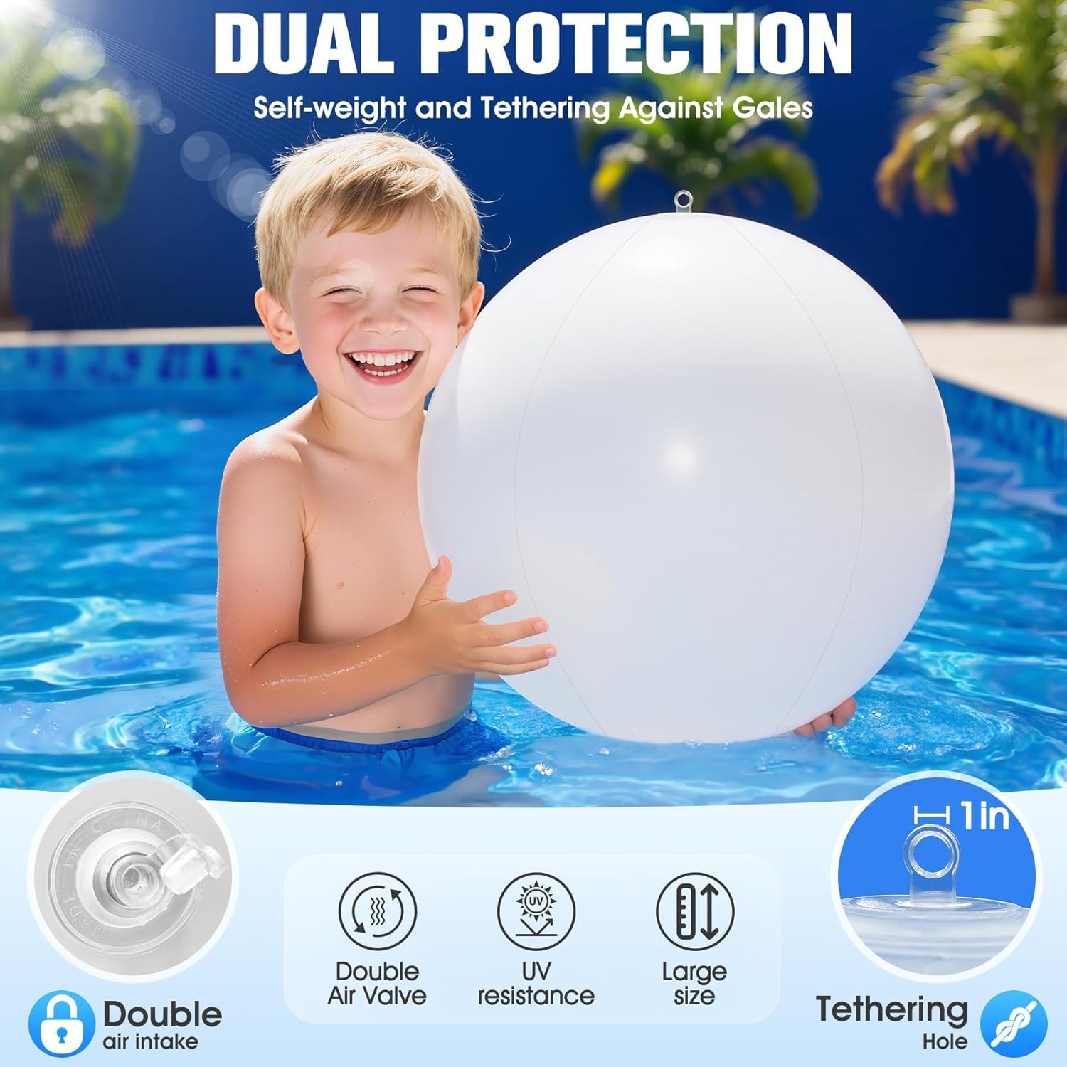 Niceput next to foot showing 14-inch scale and easy pool placement