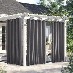 NICETOWN front view of two grey outdoor panels showing privacy and style