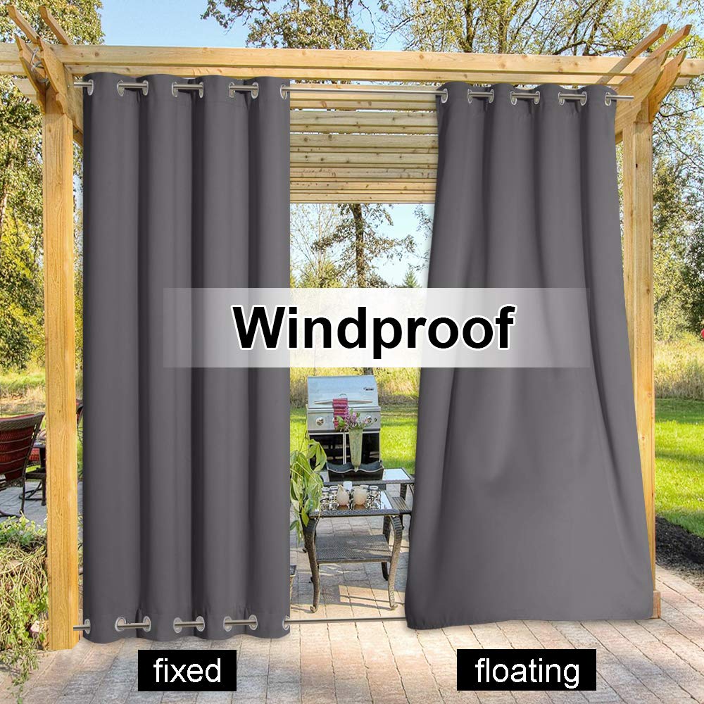 NICETOWN curtains installed on porch creating privacy and shaded seating