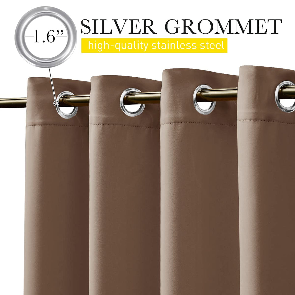 NICETOWN grommet and top tab detail highlighting secure mounting benefit
