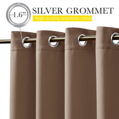 NICETOWN grommet and top tab detail highlighting secure mounting benefit