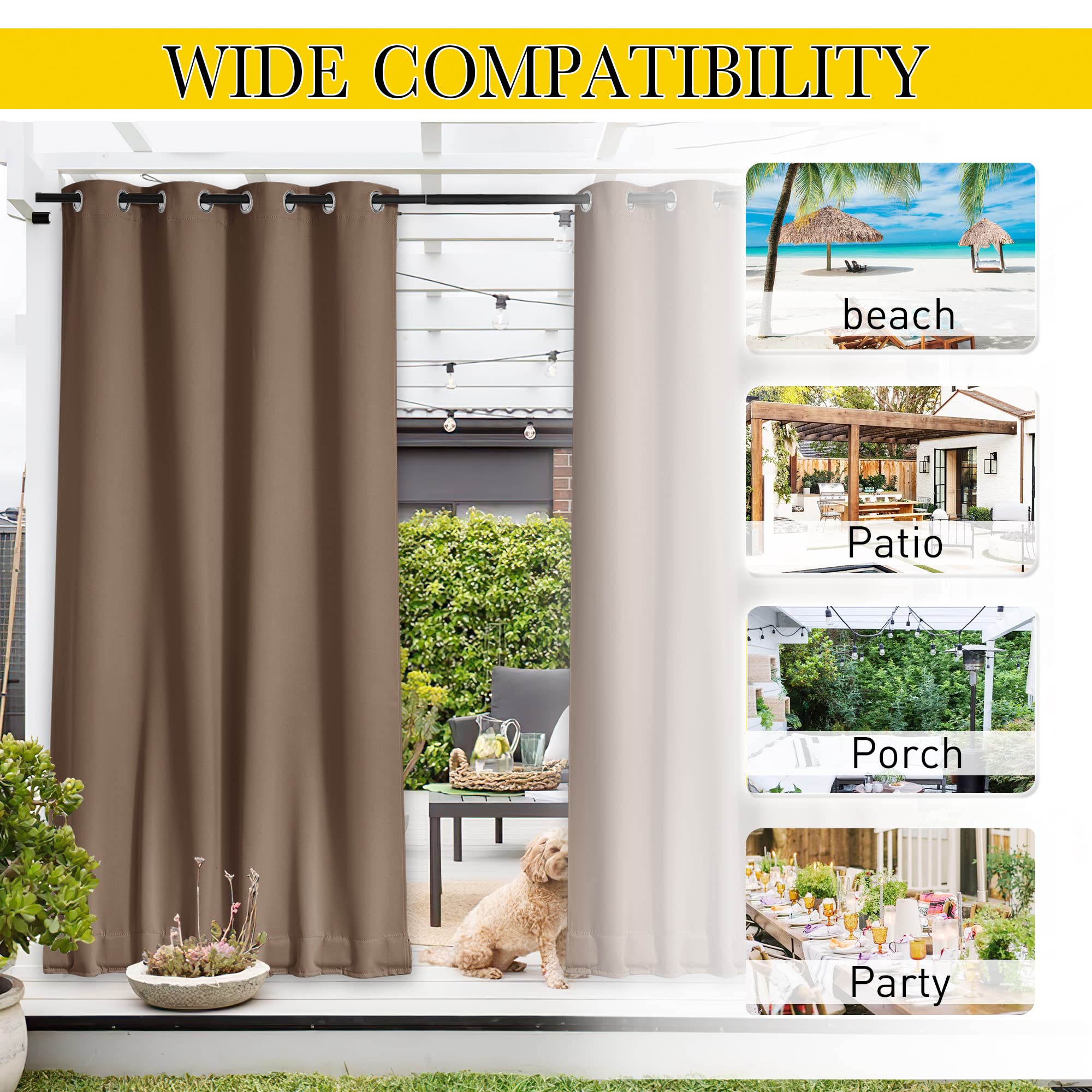 NICETOWN curtain on rod with scale to show full W84 x L84 size benefit