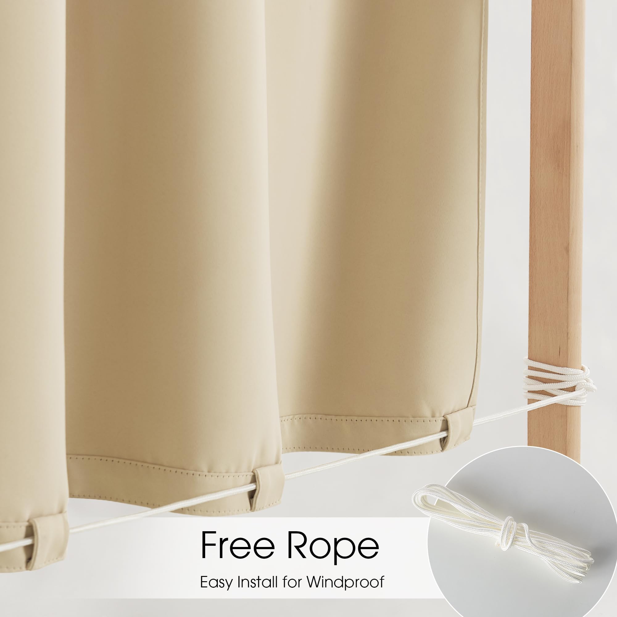 NICETOWN adhesive top strip detail demonstrating easy, rod-free mounting and quick install