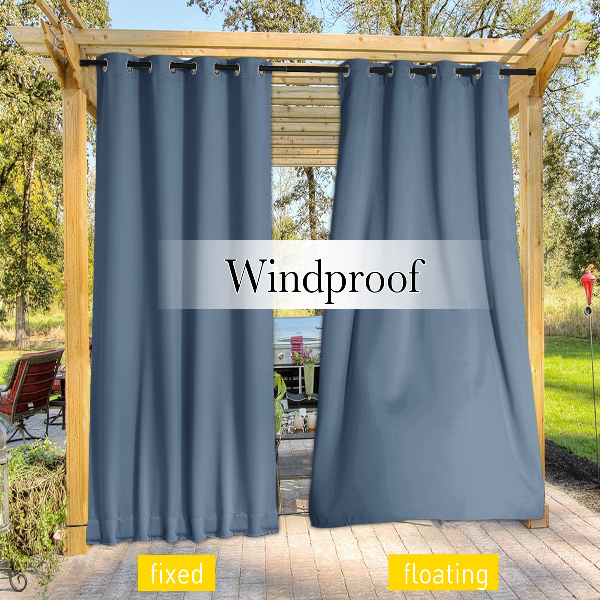 NICETOWN curtain next to a chair showing scale and full 52 by 84 inch panel