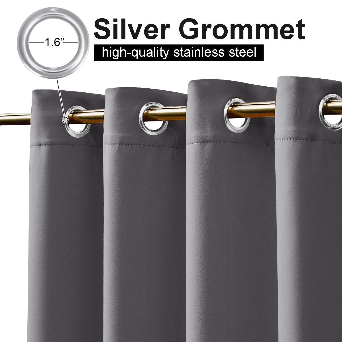 NICETOWN stainless steel top grommets close-up resisting rust and wear