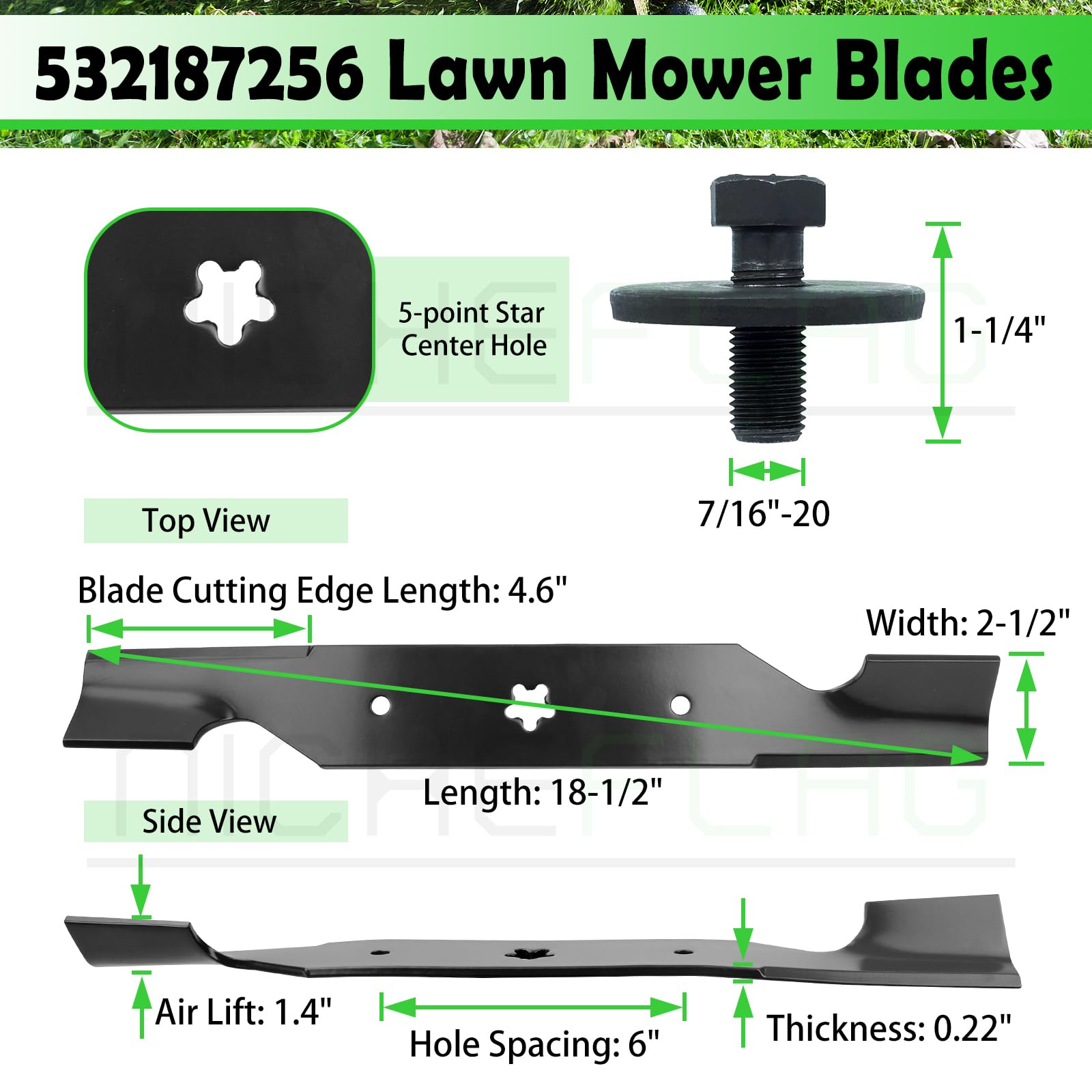 NICHEFLAG five-point star center hole for secure fit on Husqvarna decks