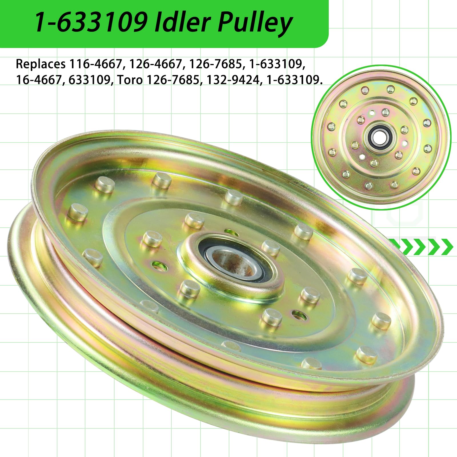 NICHEFLAG close-up of pulley bearing and machined surface for reduced vibration