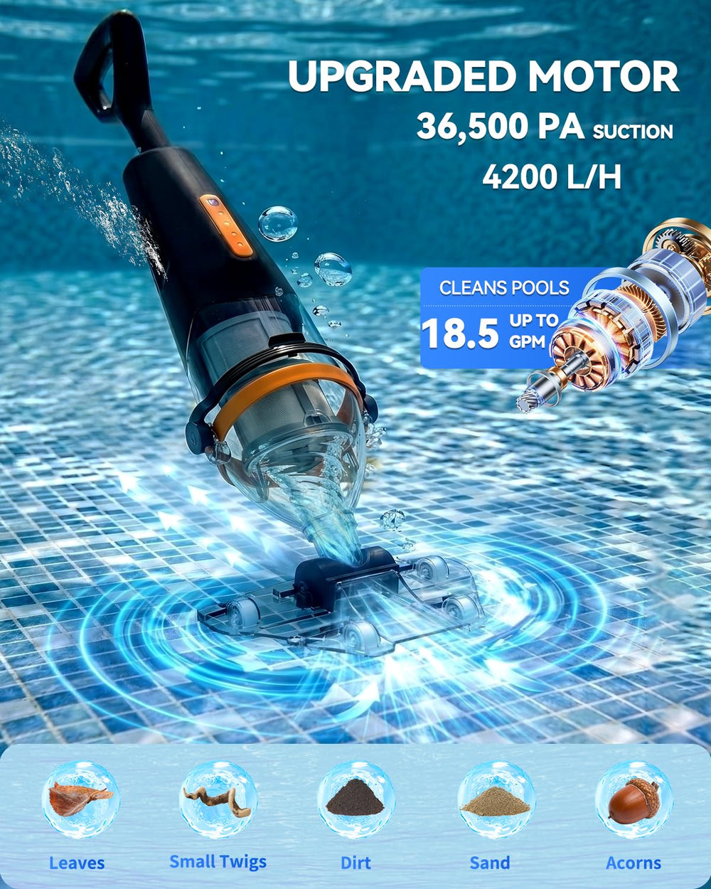 nichro telescopic pole extended to 92.5 inches for reaching deep areas