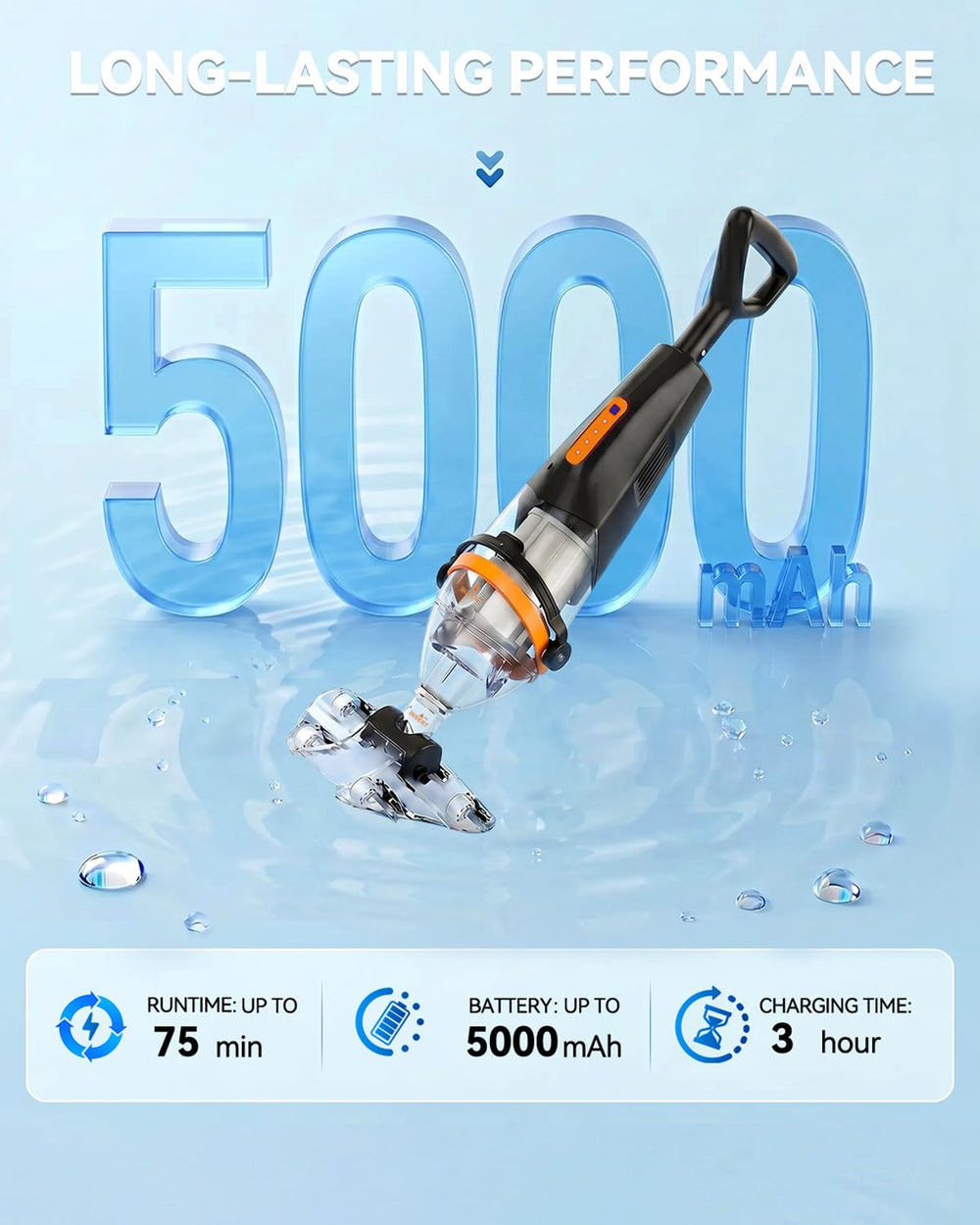 nichro vacuum in pool action removing leaves for faster maintenance