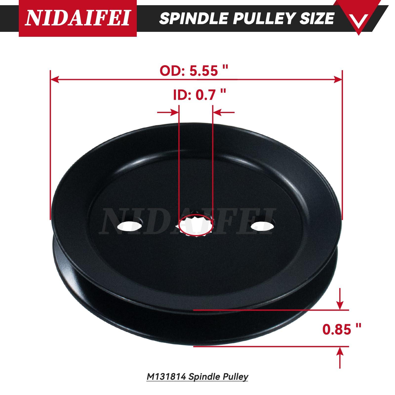 NIDAIFEI spindle installed on a 48" deck demonstrating direct-fit replacement