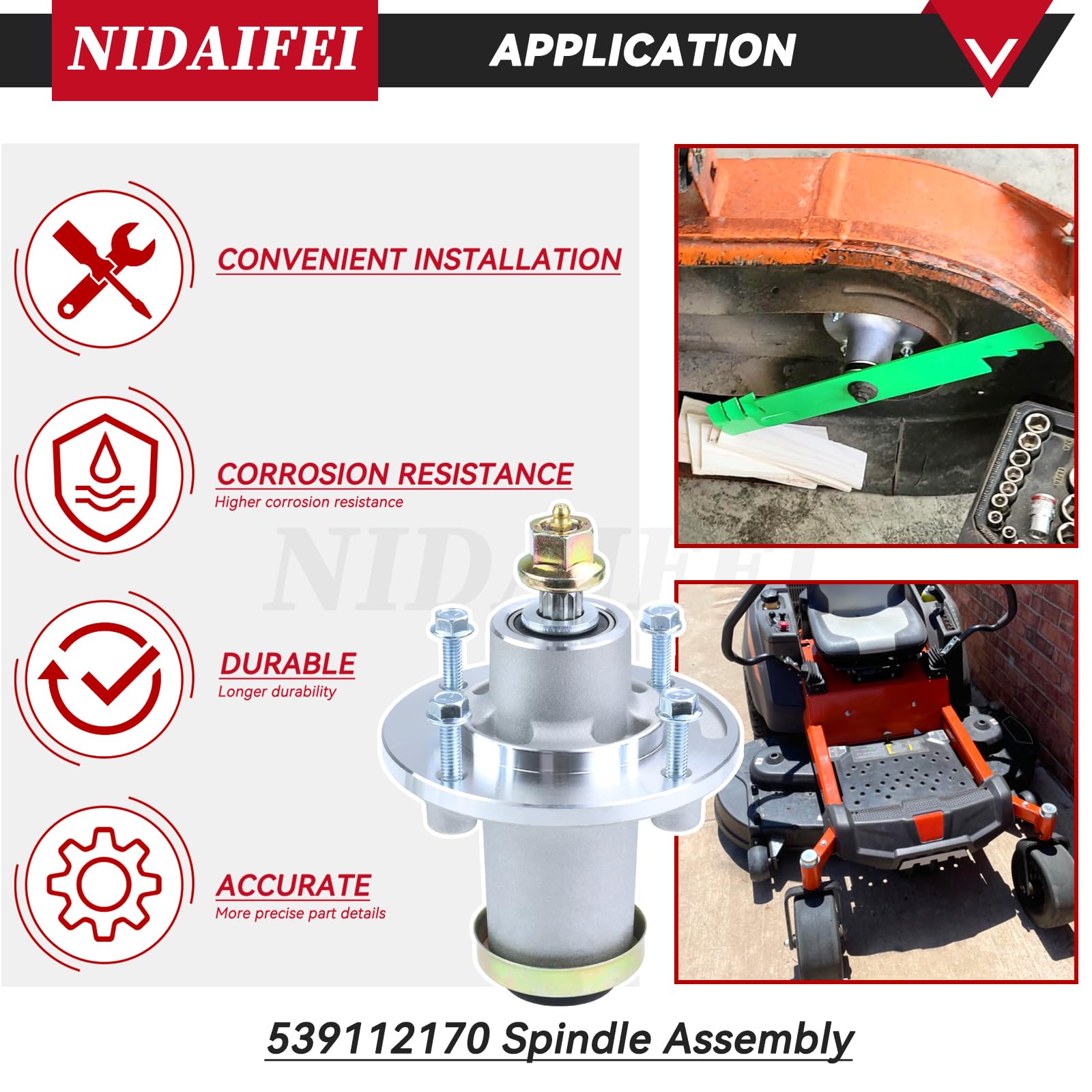 NIDAIFEI assembly on lawn tractor in yard illustrating reliable mowing performance