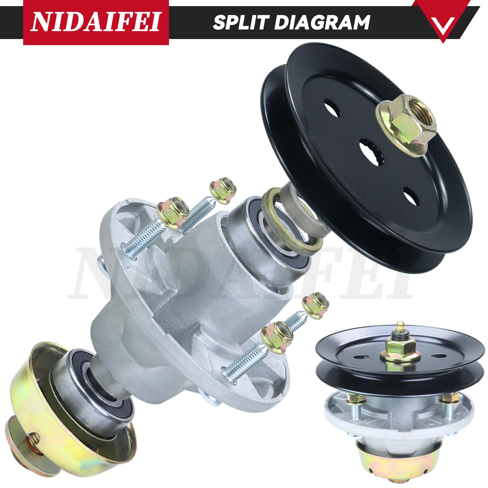 NIDAIFEI mechanic replacing spindles on a lawn mower demonstrating easy repair