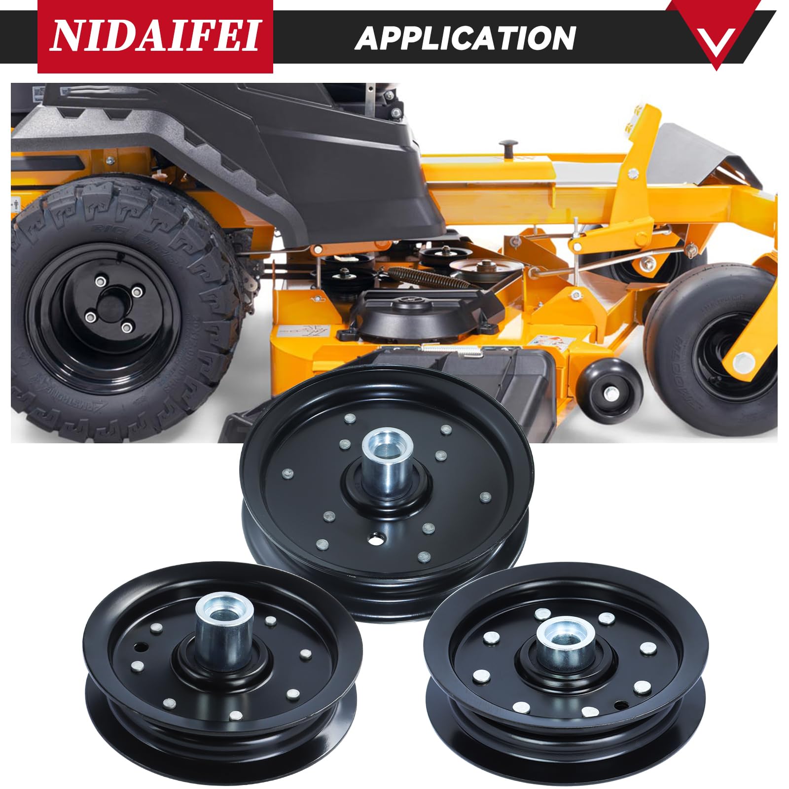 NIDAIFEI pulleys on a workbench during mower repair to save maintenance time