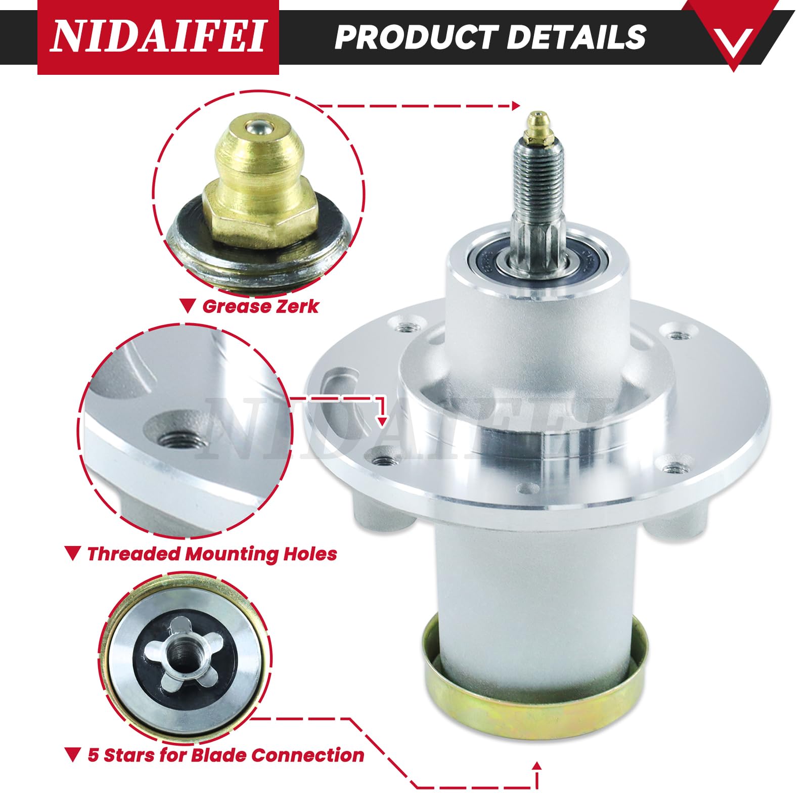 NIDAIFEI mounting holes view displaying bolt pattern for exact deck alignment