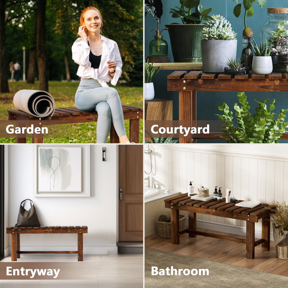 Nidouillet bench used as plant stand demonstrating multifunctional storage benefit