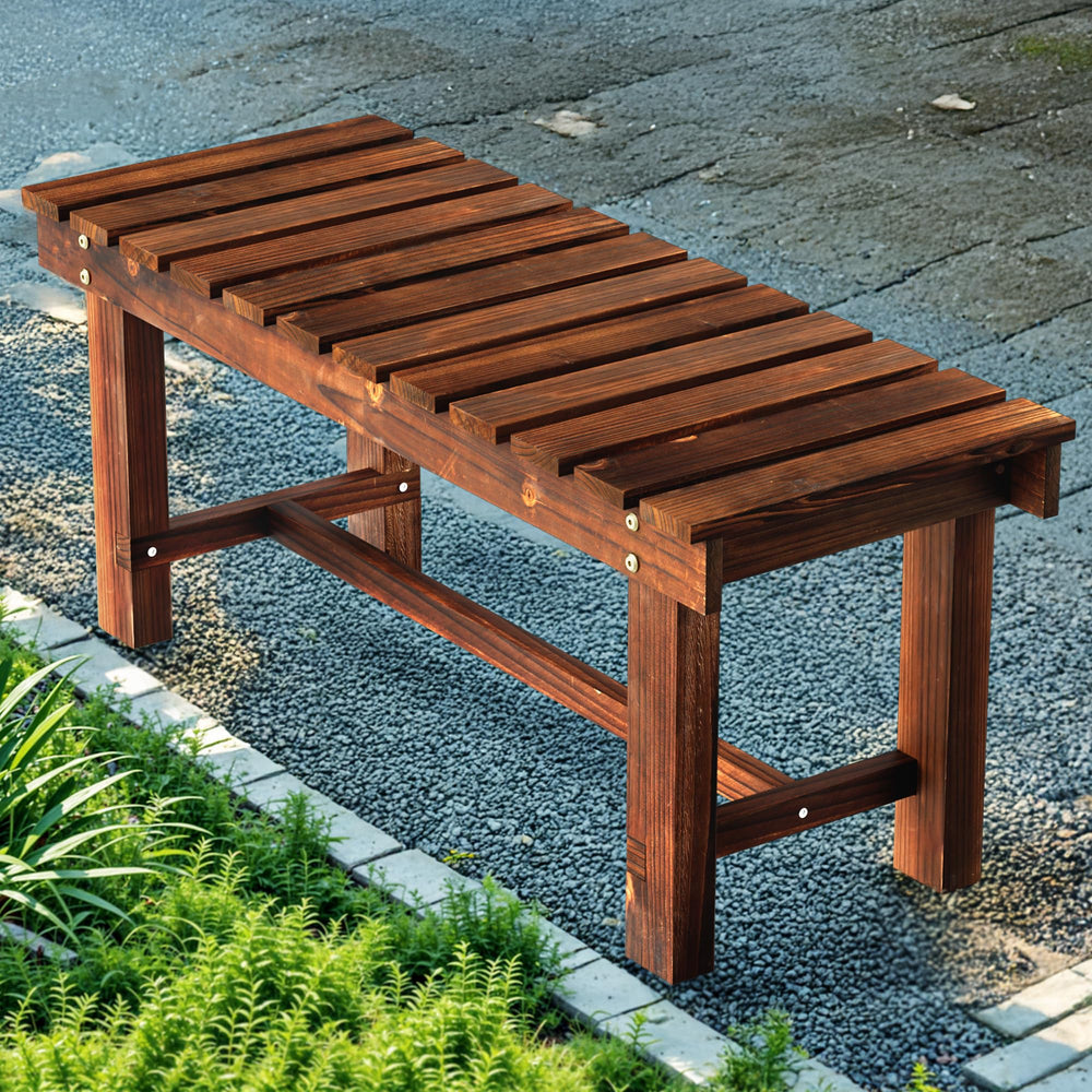 Nidouillet bench front view showing compact seating and vintage style benefit