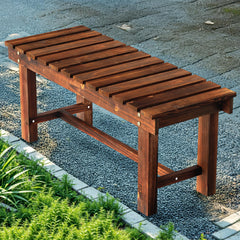 Nidouillet bench front view showing compact seating and vintage style benefit