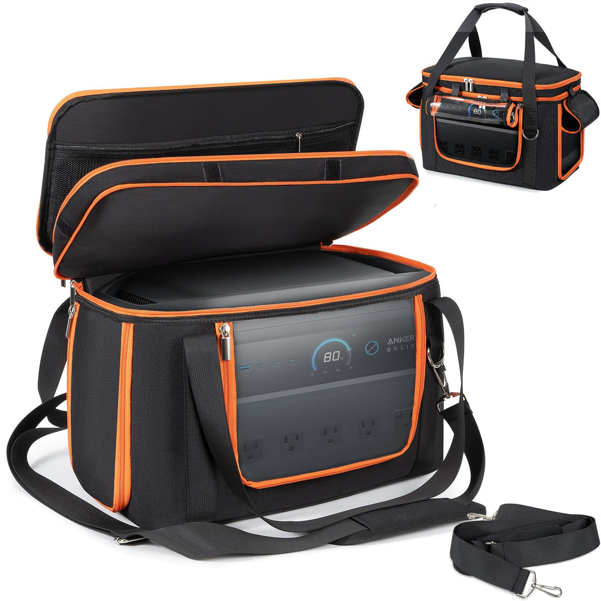 NIFUYOP front view showing tailored fit for Anker SOLIX and protective padding