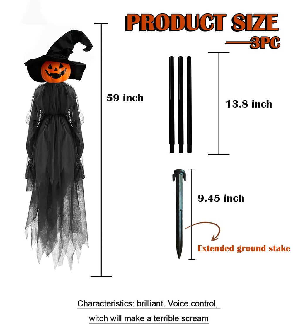 NIGHT-GRING witches staked in lawn illustrating easy outdoor placement