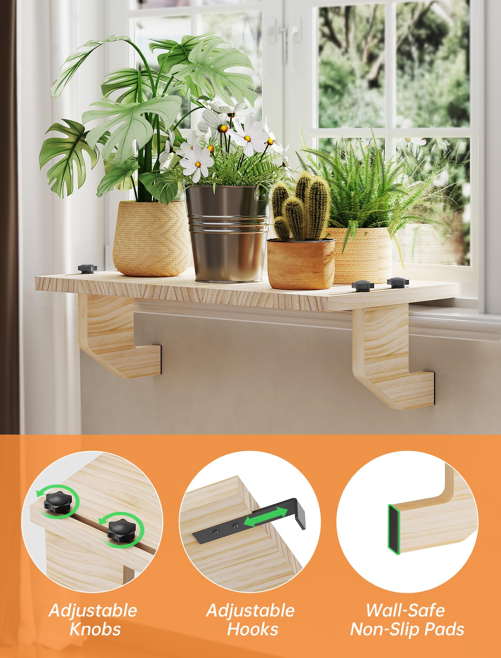 NiHome shelf in use with plants showing added display space and sunlight benefit
