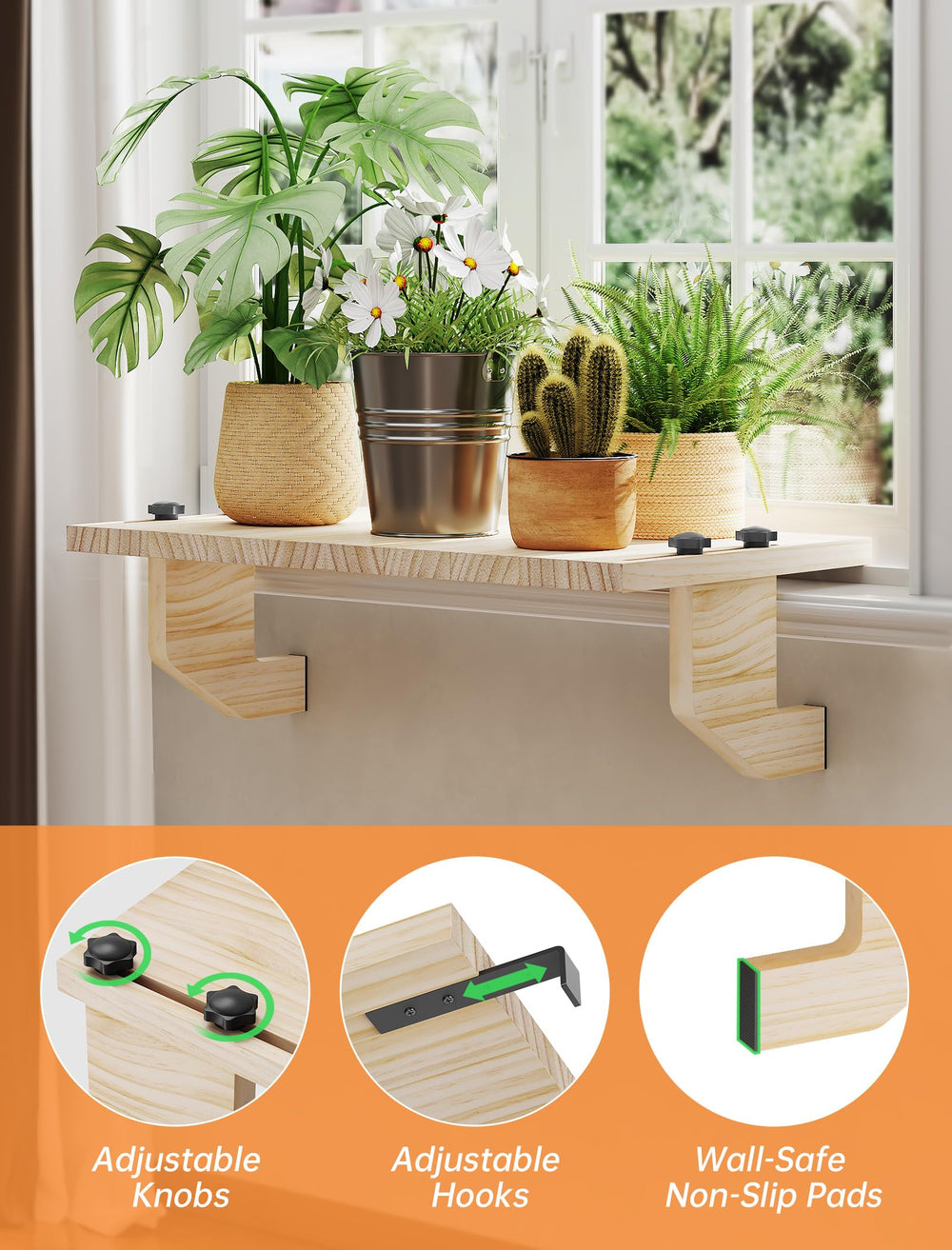 NiHome shelf in use with plants showing added display space and sunlight benefit